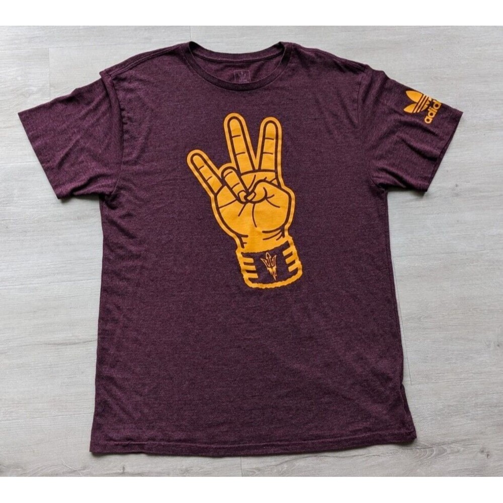Arizona State Sun Devils NCAA Adidas Men's "Forks Up Hand" Maroon T-Shirt XL